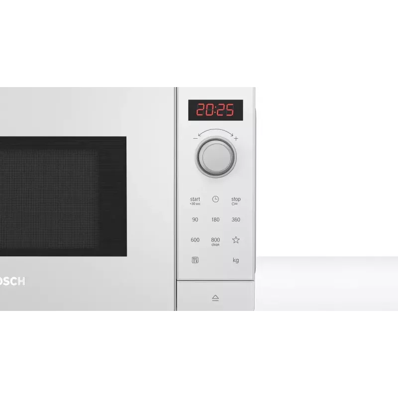 Solo mikrolaineahi Bosch Serie 2 FFL023MW0 — 800 W, 20 L, 5 võimsustaset, 270 mm pöördlaud, valge