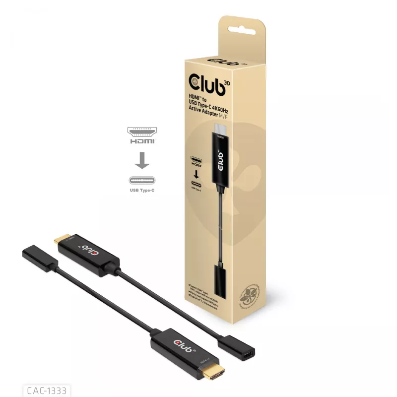 CLUB3D HDMI to USB USB-C aktiivne adapter 4K60Hz M/F