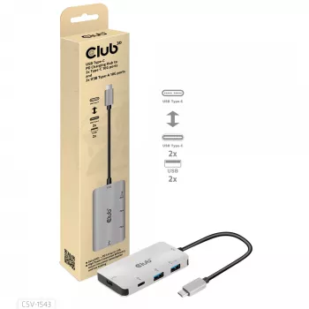 CLUB3D USB Gen2 Type-C PD laadimishub 2x Type-C 10G porti ja 2x USB Type-A 10G porti