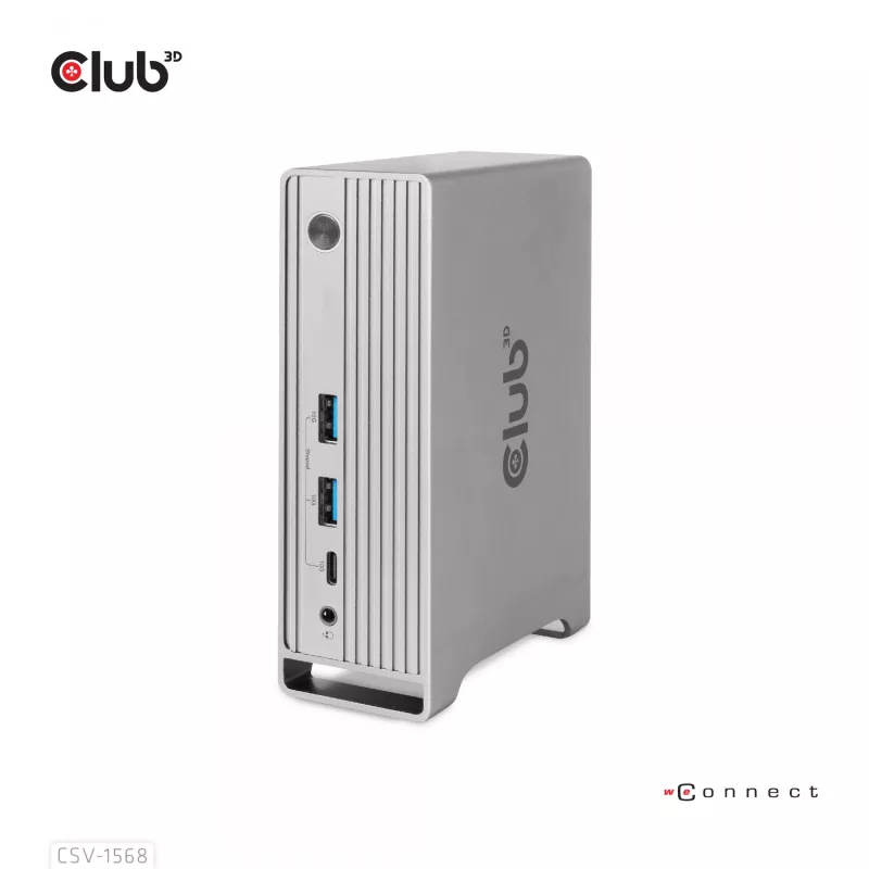Dokkimisjaam CLUB3D CSV-1568 Metallkorpus USB Gen2 Type-C USB Gen2 Type-A HDMI DP VGA RJ45 120W