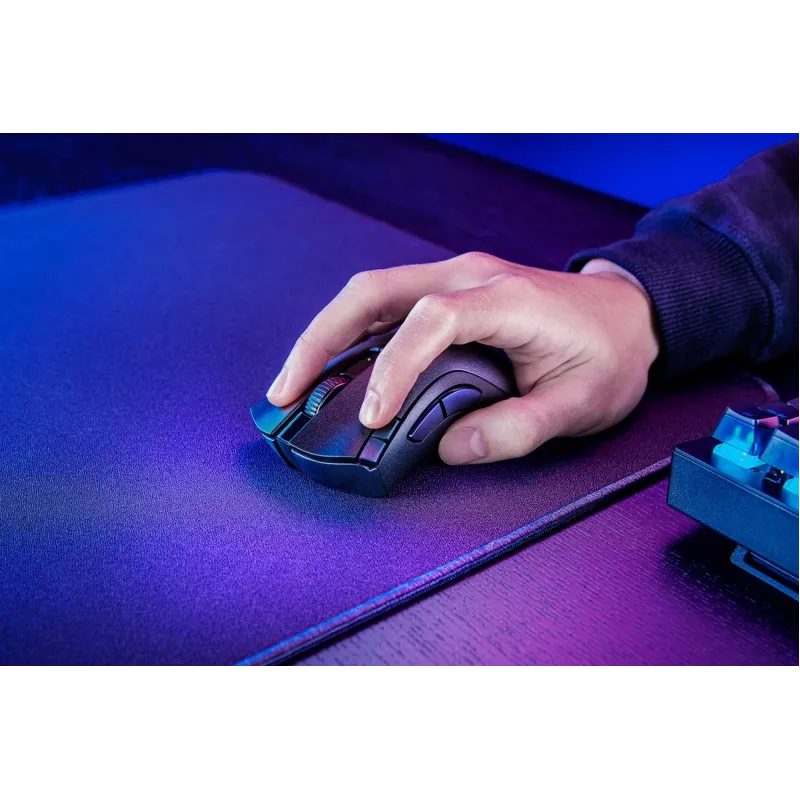 Mänguhiir Razer DeathAdder V2 X HyperSpeed — paremakäeline, juhtmevaba 2,4 GHz/Bluetooth, 14 000 DPI, 7 nuppu, AA patarei, 103 g, must