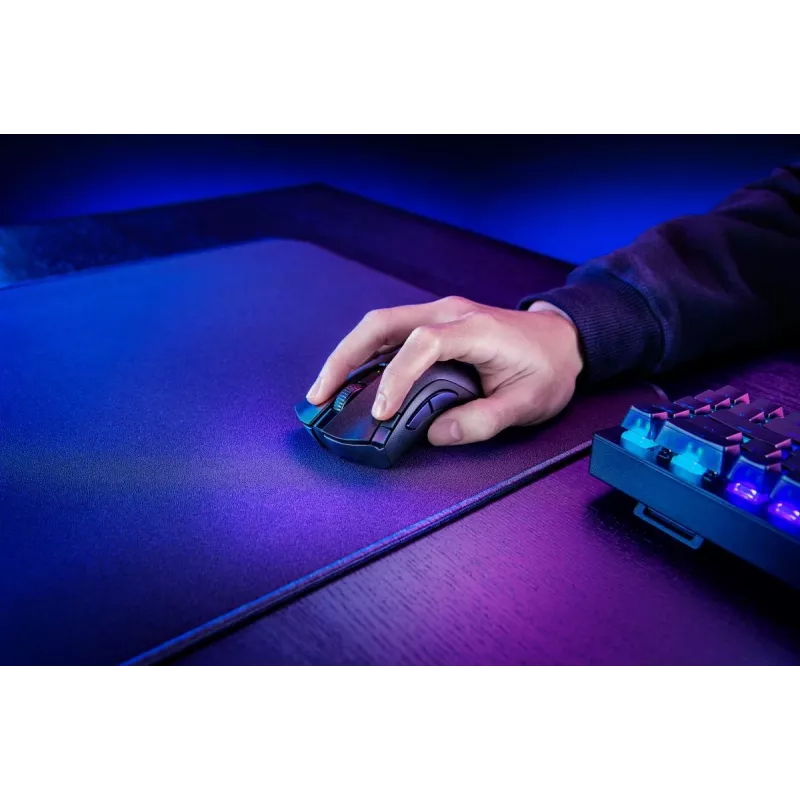 Mänguhiir Razer DeathAdder V2 X HyperSpeed — paremakäeline, juhtmevaba 2,4 GHz/Bluetooth, 14 000 DPI, 7 nuppu, AA patarei, 103 g, must