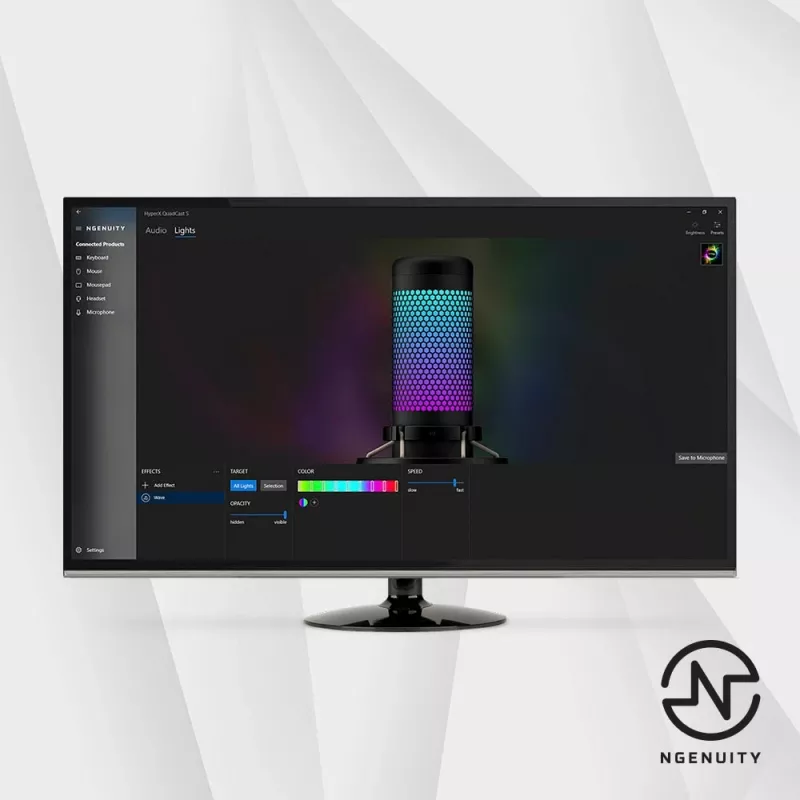 HyperX QuadCast S - USB-mikrofon (must-hall) - RGB-valgustus