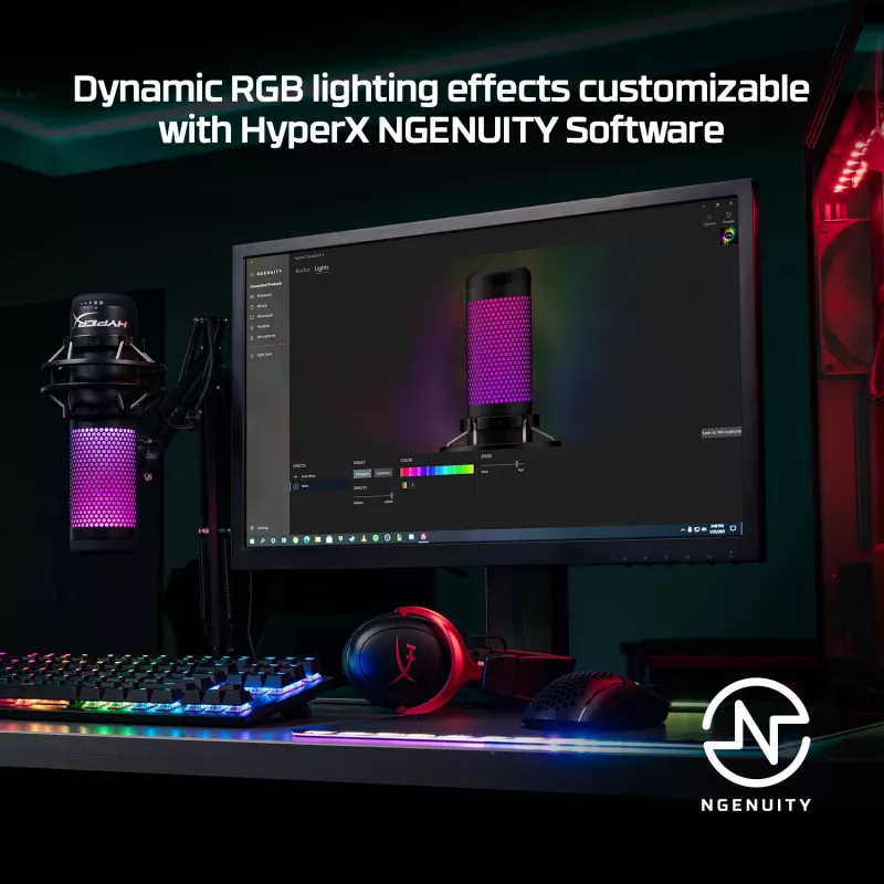 HyperX QuadCast S - USB-mikrofon (must-hall) - RGB-valgustus