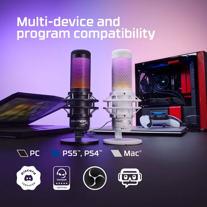 HyperX QuadCast S - USB-mikrofon (must-hall) - RGB-valgustus