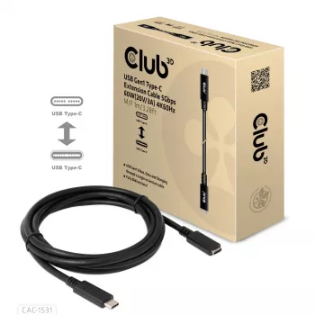 USB Gen1 USB-C pikenduskaabel CLUB3D CAC-1531, 1 m, USB-C isane kuni 2× USB-C emane, 5 Gbps, 60W PD, 4K@60Hz