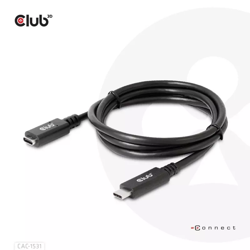 USB Gen1 USB-C pikenduskaabel CLUB3D CAC-1531, 1 m, USB-C isane kuni 2× USB-C emane, 5 Gbps, 60W PD, 4K@60Hz
