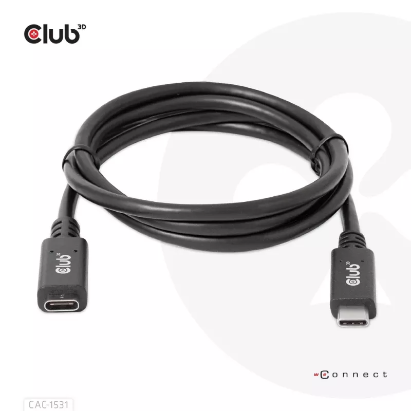 USB Gen1 USB-C pikenduskaabel CLUB3D CAC-1531, 1 m, USB-C isane kuni 2× USB-C emane, 5 Gbps, 60W PD, 4K@60Hz