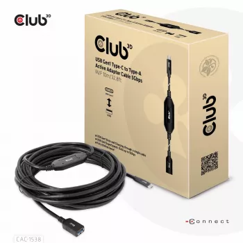 CLUB3D USB Gen1 USB-C to Type-A aktiivne adapterkaabel 5Gbps M/F 10m