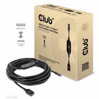 CLUB3D USB Gen1 USB-C to Type-A aktiivne adapterkaabel 5Gbps M/F 10m