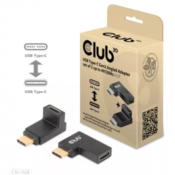 USB USB-C Gen2 nurgaadapter, komplektis 2 tk CLUB3D CAC-1528 — USB-C - USB-C, toetab 4K@120Hz