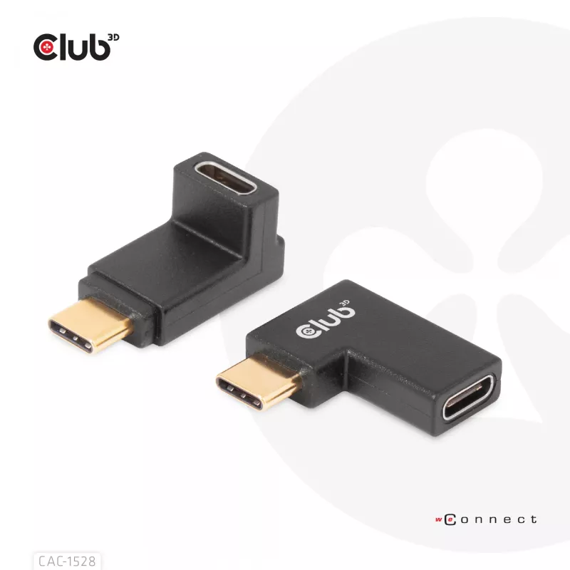 USB USB-C Gen2 nurgaadapter, komplektis 2 tk CLUB3D CAC-1528 — USB-C - USB-C, toetab 4K@120Hz