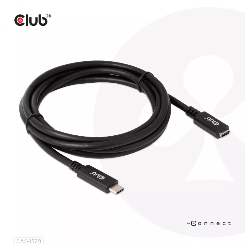 CLUB3D USB Gen1 Type-C pikenduskaabel 5Gbps 60W (20V/3A) 4K60Hz M/F 2m/6.56ft