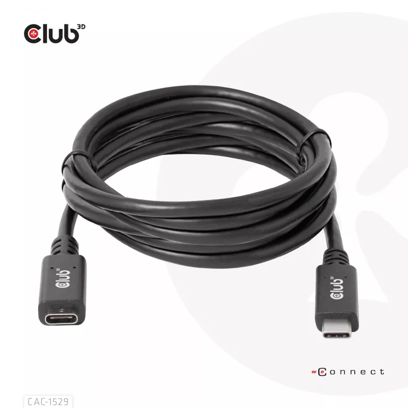 CLUB3D USB Gen1 Type-C pikenduskaabel 5Gbps 60W (20V/3A) 4K60Hz M/F 2m/6.56ft