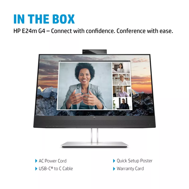 HP E24m G4 FHD USB-C konverentsimonitor, 60,5 cm (23,8 tolli), 1920 x 1080 pikslit, Full HD, LCD, 5 ms, must