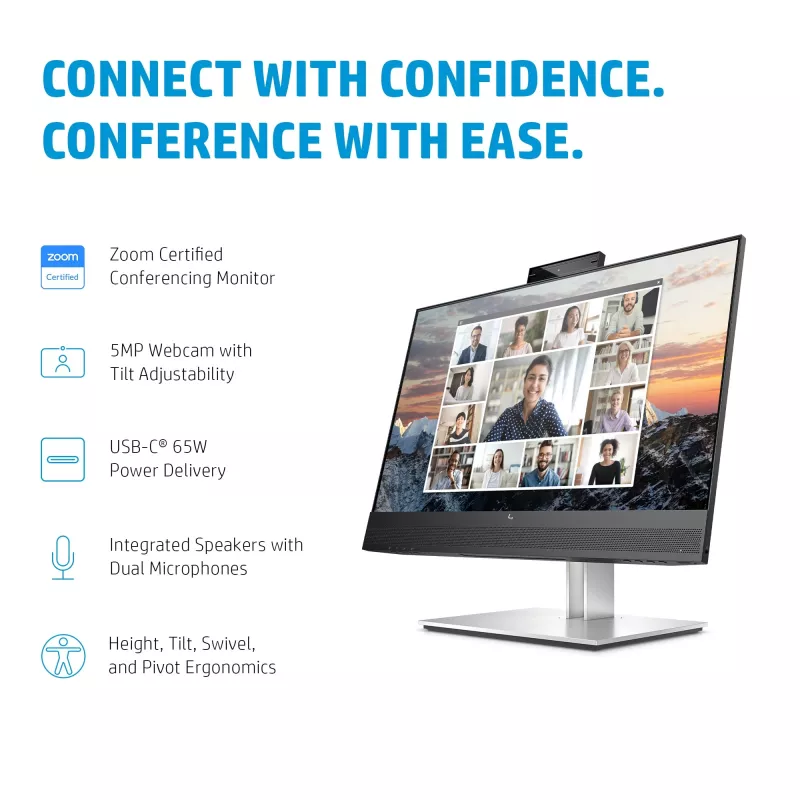 HP E24m G4 FHD USB-C konverentsimonitor, 60,5 cm (23,8 tolli), 1920 x 1080 pikslit, Full HD, LCD, 5 ms, must