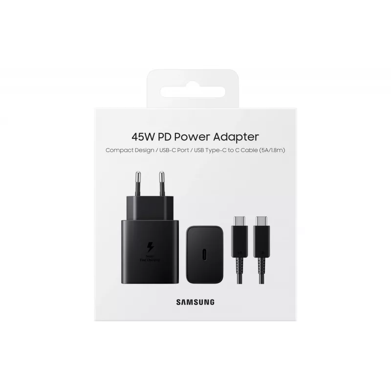Samsung EP-T4510 universaalne kiirlaadimisega siseruumides kasutatav AC-laadija 45W USB-C PD 3.0 must