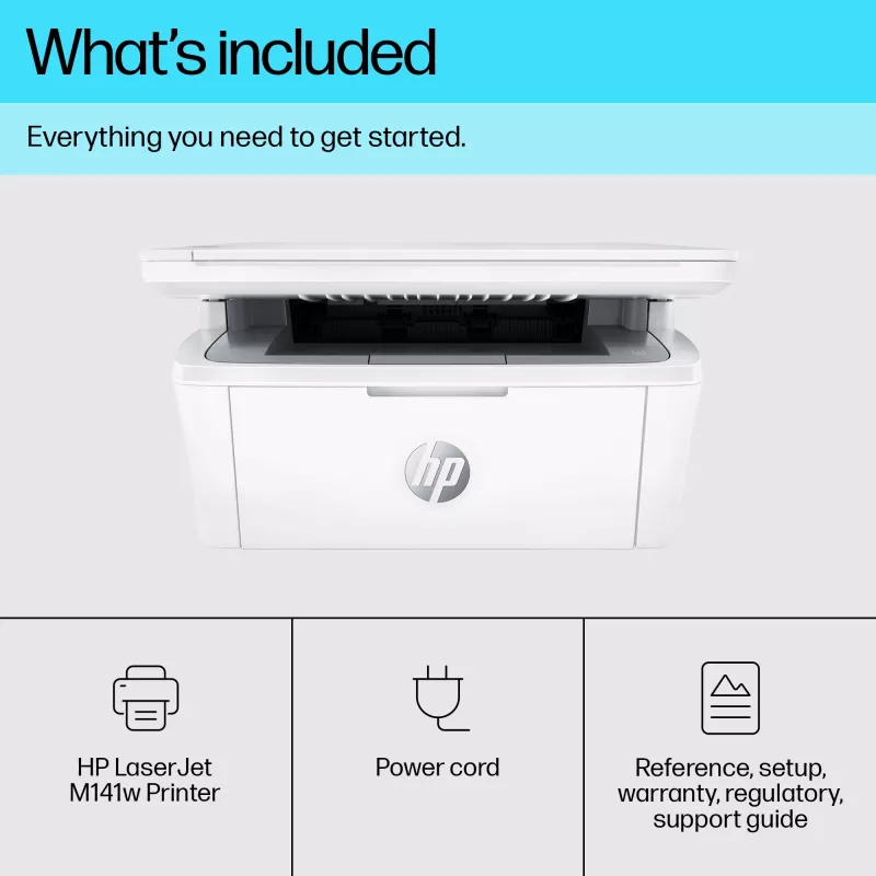 Multifunktsionaalne laserprinter HP LaserJet MFP M140w — Mono, 20 ppm, 600×600 DPI, A4, Wi‑Fi, Ethernet, Valge