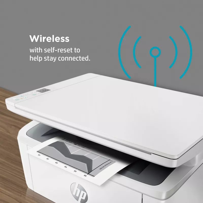Multifunktsionaalne laserprinter HP LaserJet MFP M140w — Mono, 20 ppm, 600×600 DPI, A4, Wi‑Fi, Ethernet, Valge