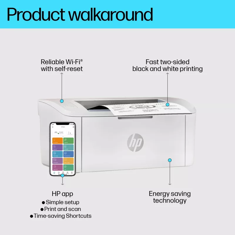 HP LaserJet M110w Printer, Laser, 600 x 600 DPI, A4, 20 ppm, Network ready, White