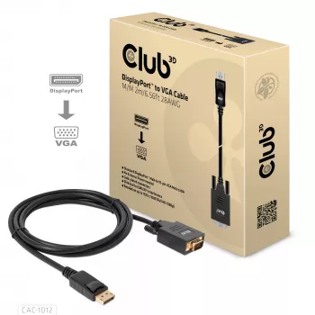 DisplayPort to VGA kaabel M/M CLUB3D CAC-1012 2m