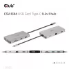 CLUB3D USB Gen1 Type-C 9-in-1 jaotur HDMI, VGA, 2x USB Gen1 Type-A, RJ45, SD/Micro SD kaardipesade ja USB Gen1 Type-C emaspordiga
