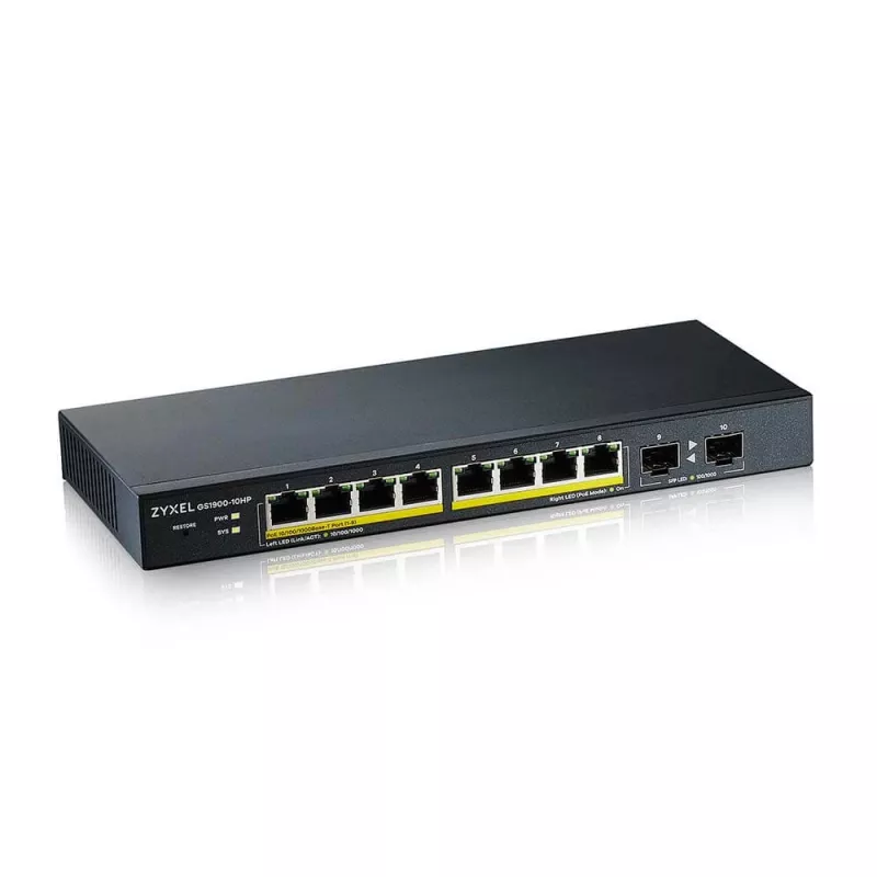 Zyxel GS1900-10HP hallatav L2 Gigabit Ethernet (10/100/1000) Power over Ethernet (PoE) must