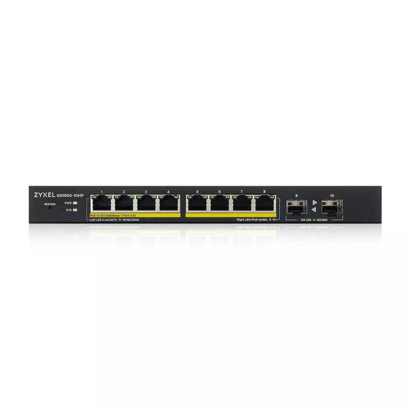 Zyxel GS1900-10HP hallatav L2 Gigabit Ethernet (10/100/1000) Power over Ethernet (PoE) must