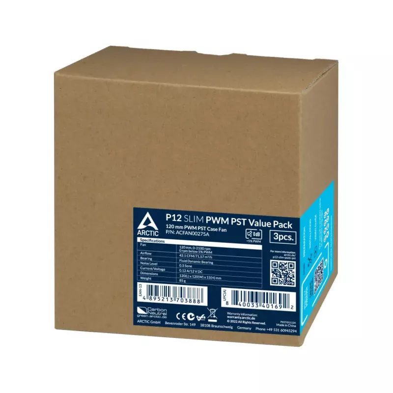 ARCTIC P12 Slim PWM PST rõhuoptimeeritud 120 mm PWM ventilaator integreeritud Y-kaabliga