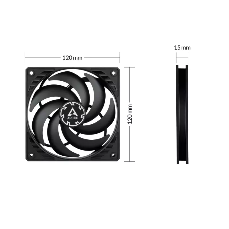 ARCTIC P12 Slim PWM PST rõhuoptimeeritud 120 mm PWM ventilaator integreeritud Y-kaabliga