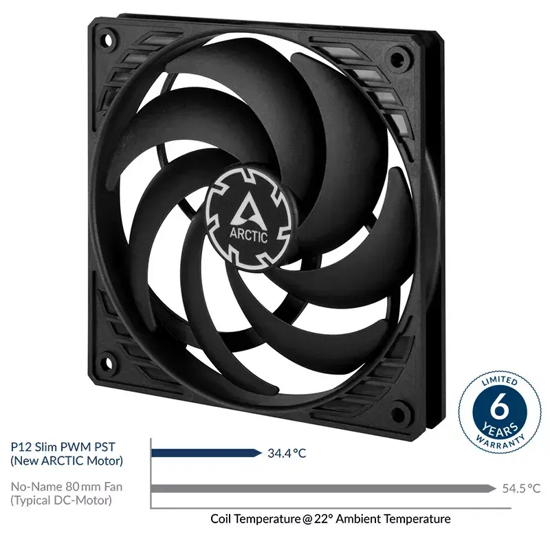ARCTIC P12 Slim PWM PST rõhuoptimeeritud 120 mm PWM ventilaator integreeritud Y-kaabliga