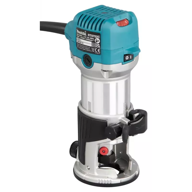 Makita RT0702CX2J frees — 710 W, 10 000–34 000 p/min, 8 mm tsang, 0–40 mm sügavus, 1,8 kg