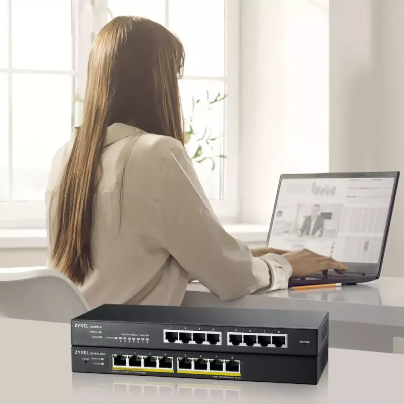 Zyxel GS1915-8EP Hallatav L2 Gigabit Ethernet (10/100/1000) Power over Ethernet (PoE) Must
