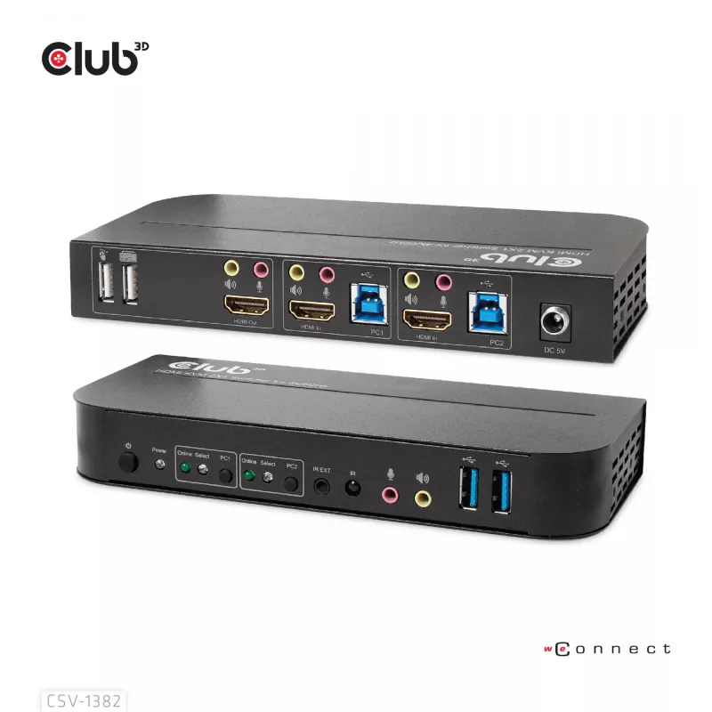 KVM-lüliti CLUB3D CSV-1382 kahe HDMI 4K 60Hz USB