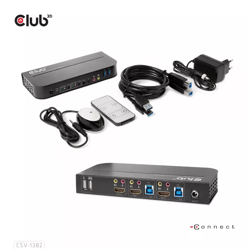 KVM-lüliti CLUB3D CSV-1382 kahe HDMI 4K 60Hz USB