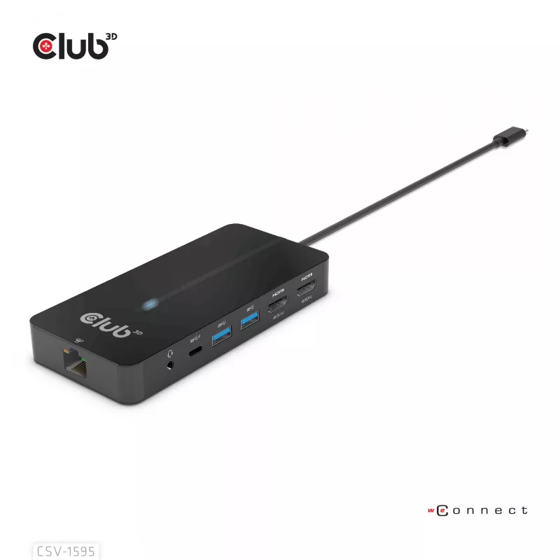 CLUB3D Type-C 7-in-1 jaotur 2x HDMI, 2x USB Gen1 Type-A, 1x RJ45, 1x 3.5mm heli, 1x USB Gen1 Type-C 100W emane port