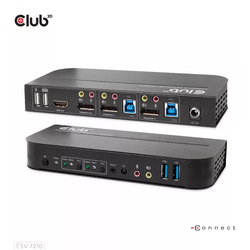 CLUB3D DisplayPort/HDMI KVM-lüliti kahele DisplayPort 4K 60Hz