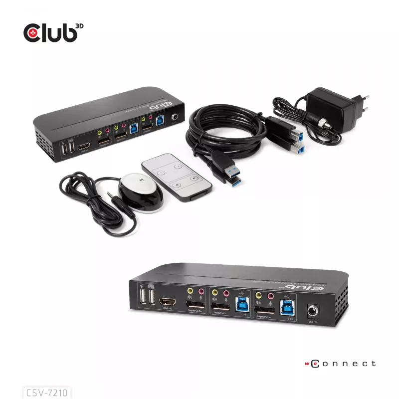 CLUB3D DisplayPort/HDMI KVM-lüliti kahele DisplayPort 4K 60Hz