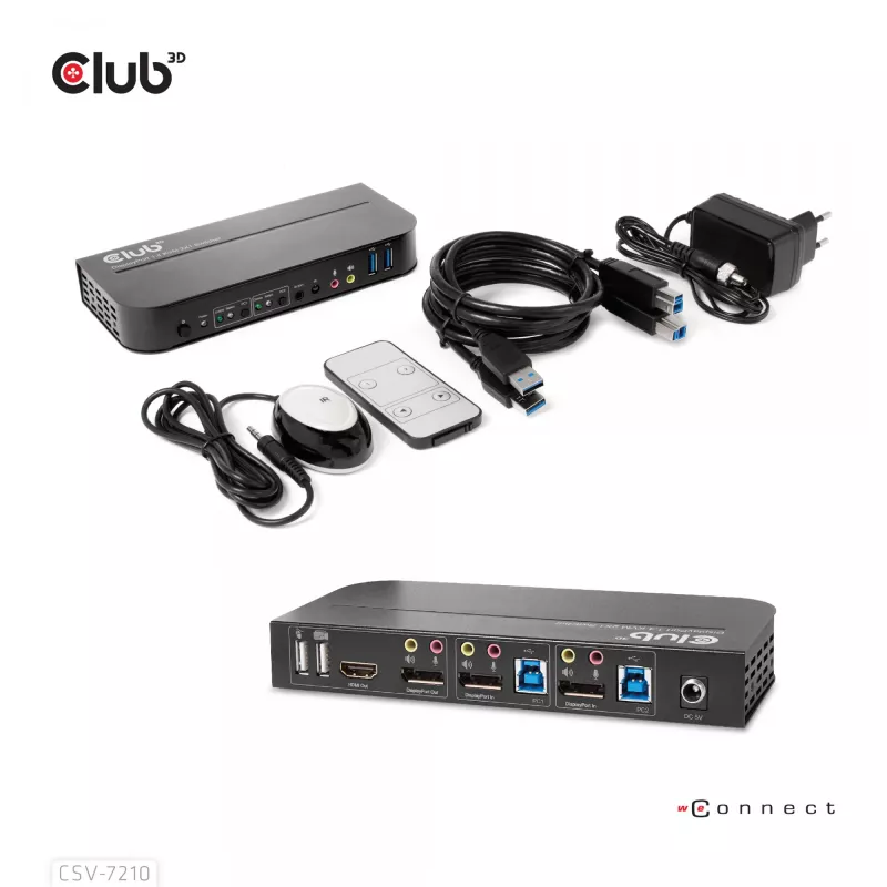 CLUB3D DisplayPort/HDMI KVM-lüliti kahele DisplayPort 4K 60Hz