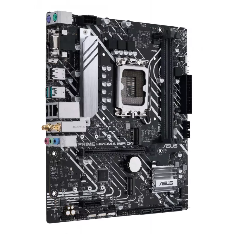 Emaplaat ASUS PRIME H610M-A WIFI D4 — Intel H610, LGA1700, micro ATX, DDR4, 2x DIMM, Wi‑Fi 5, Bluetooth 5.0, 2x M.2, HDMI 2.1, DP 1.4