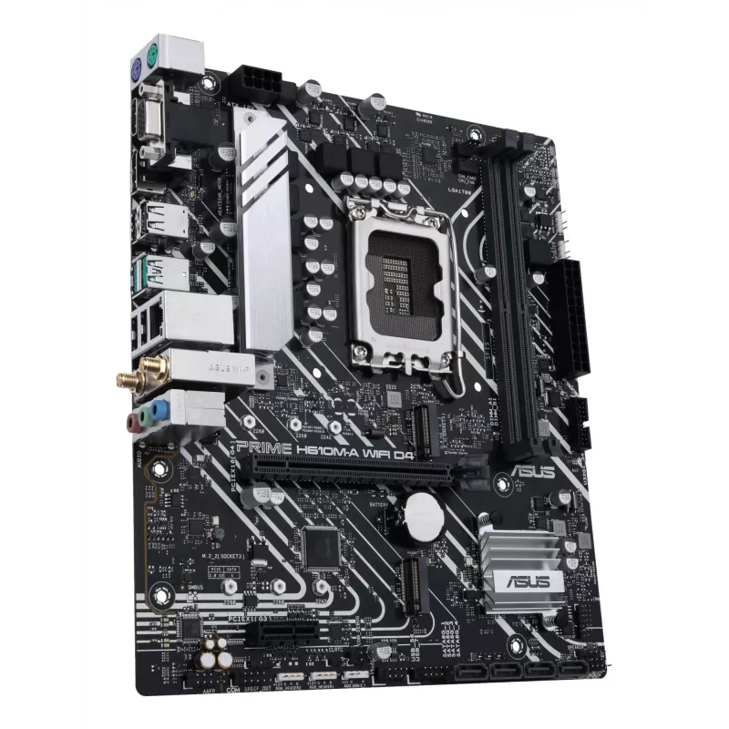Emaplaat ASUS PRIME H610M-A WIFI D4 — Intel H610, LGA1700, micro ATX, DDR4, 2x DIMM, Wi‑Fi 5, Bluetooth 5.0, 2x M.2, HDMI 2.1, DP 1.4