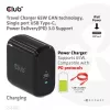 CLUB3D Travel Charger 65W GAN tehnoloogia, üks USB USB-C port, Power Delivery (PD) 3.0 tugi