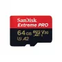 MicroSDXC välkmälu SANDISK Extreme PRO 64GB UHS‑I U3 V30 A2, lugemine 200 MB/s, kirjutamine 90–140 MB/s, sisaldab SD-adapterit