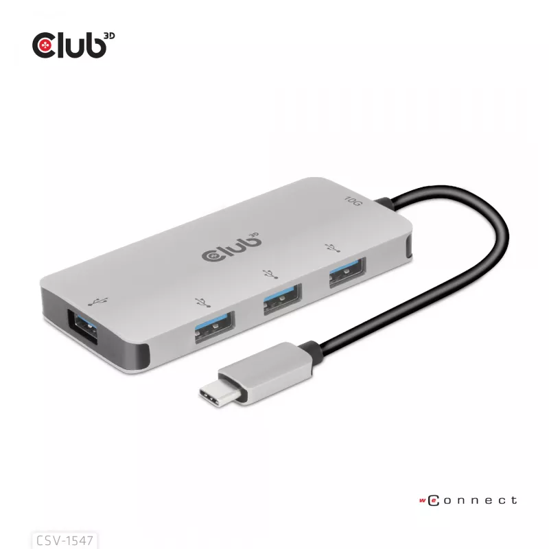 CLUB3D 4-pordine USB-A jaotur USB-C jaoks – 10 Gbps kiire andmeedastus