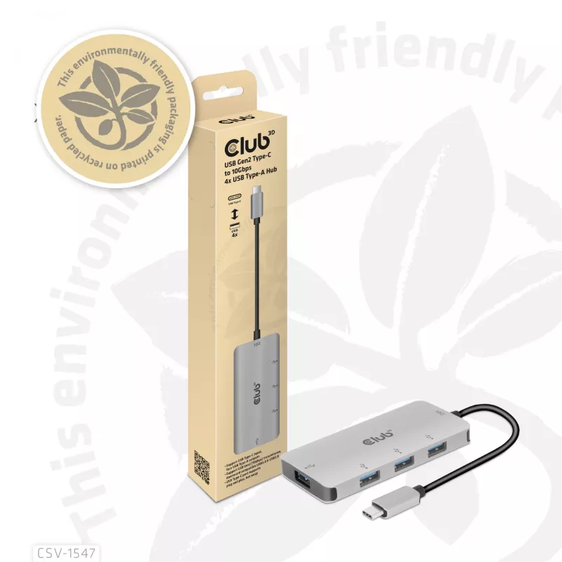 CLUB3D 4-pordine USB-A jaotur USB-C jaoks – 10 Gbps kiire andmeedastus