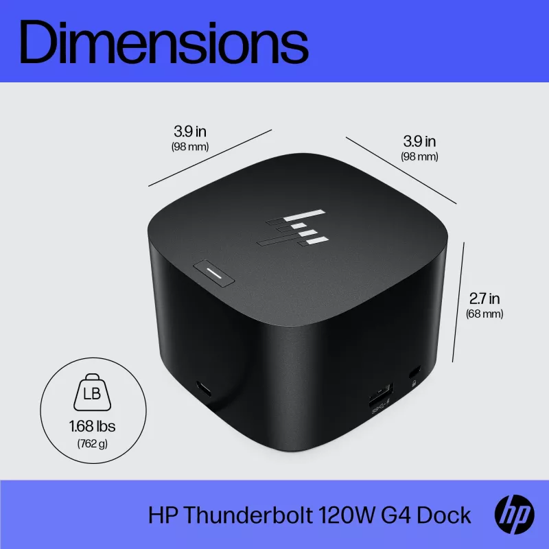 HP Thunderbolt Dock 120W G4, juhtmega, Thunderbolt 4, must, Kensington, Hiina, Tai, Taiwan, äri