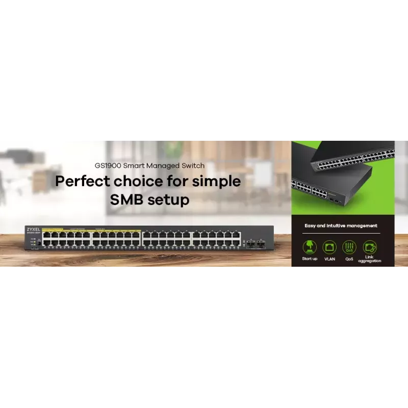 Zyxel GS1900-48-EU0102F võrgukommutaator L2 Gigabit Ethernet (10/100/1000) must