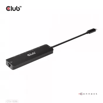 CLUB3D USB Gen1 Type-C, 6-in-1 jaotur HDMI 8K30Hz, 2xUSB Type-A, RJ45 ja 2xUSB Type-C, andme- ja PD laadimine 100 vatti