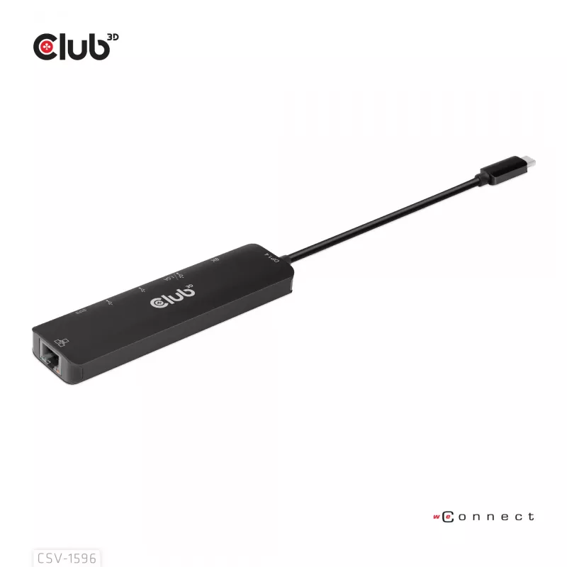 CLUB3D USB Gen1 Type-C, 6-in-1 jaotur HDMI 8K30Hz, 2xUSB Type-A, RJ45 ja 2xUSB Type-C, andme- ja PD laadimine 100 vatti