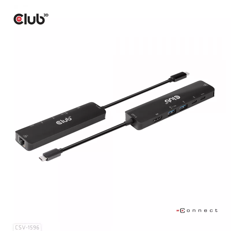 CLUB3D USB Gen1 Type-C, 6-in-1 jaotur HDMI 8K30Hz, 2xUSB Type-A, RJ45 ja 2xUSB Type-C, andme- ja PD laadimine 100 vatti